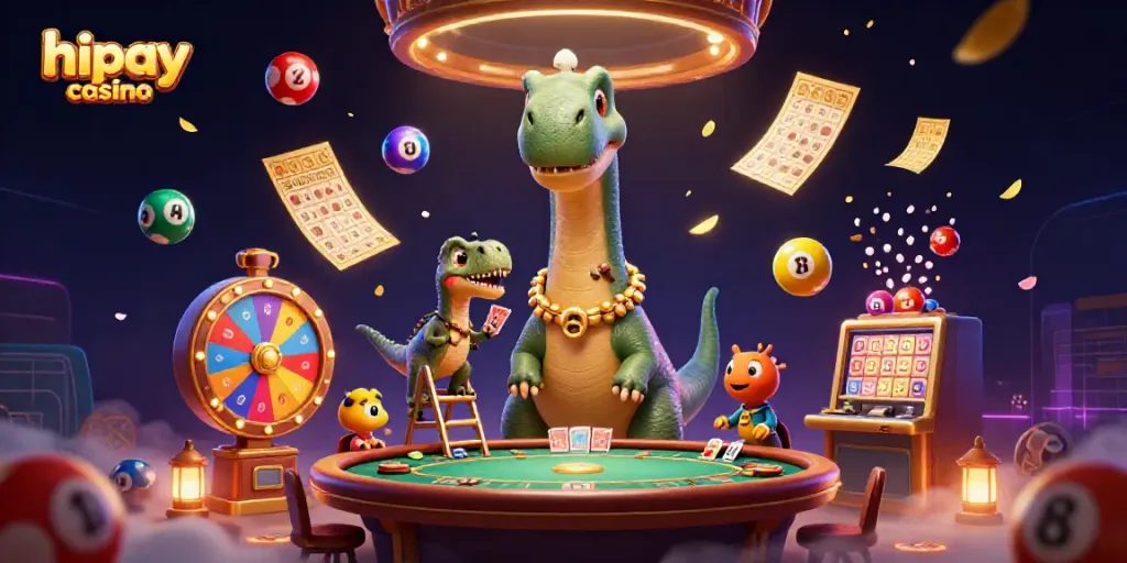 Experience the excitement of hipay casino with a brontosaurus and raptor in a dynamic 3D scene.