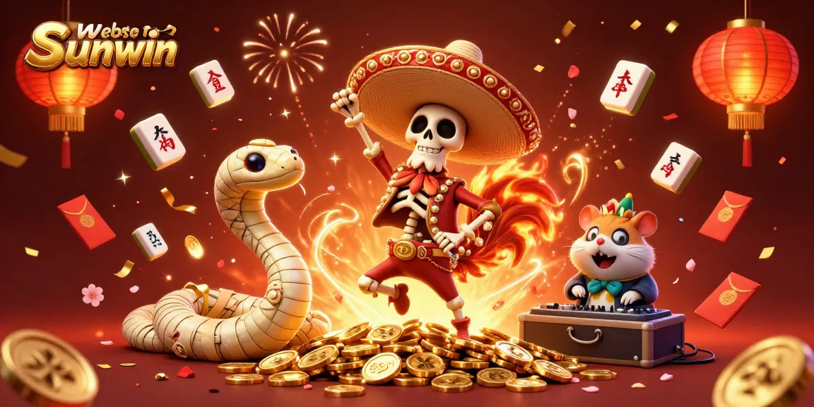 Experience thrilling gaming action at Website Sunwin while celebrating with vibrant characters and golden rewards.