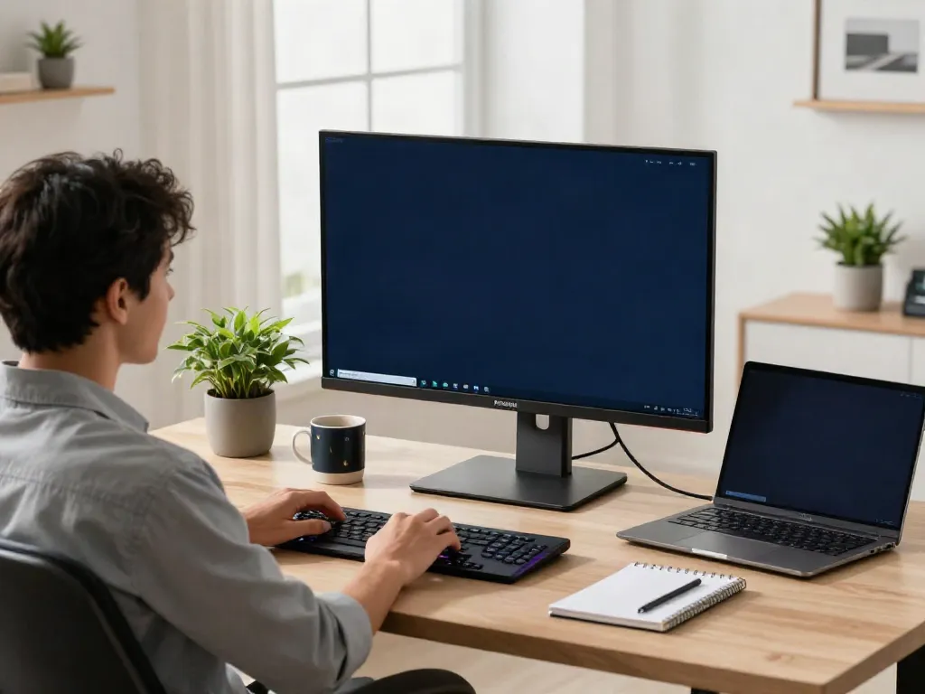 Pikashow for window 11 showcased in a modern home office with a stylish setup for streaming.